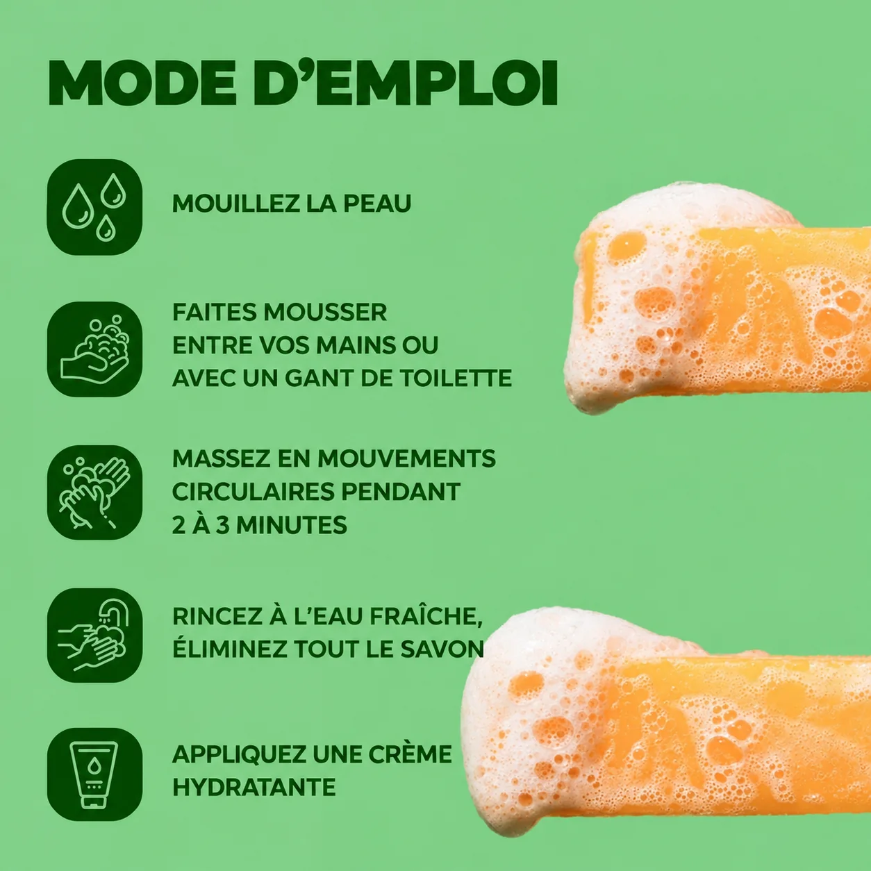 Mode d'emploi du savon au curcuma en 5 étapes